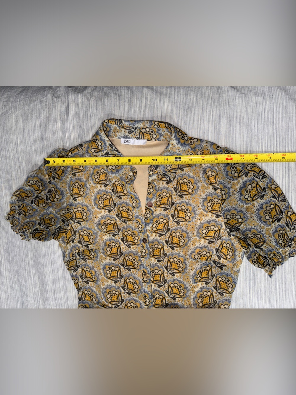 Nordstrom Daniel Rainn DR2 Mustard and Gray Floral Button-Front Maxi Dress - Picture 9 of 12